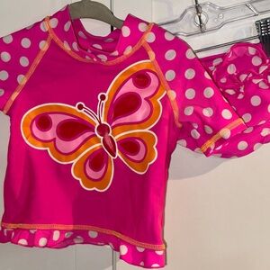 Children’s Place Pink Polka Dot Bikini 18 months Butterfly Rash Guard Swimsuit